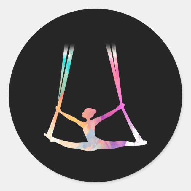 Silks Circus Yoga Runder Aufkleber (Vorderseite)
