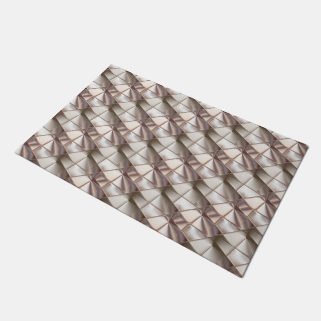 Silky beige mit Relief- oder Tiefenformen Fußmatte (Schrägansicht)