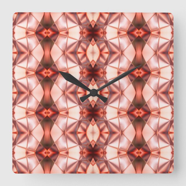 Silky burgundy to Lachs rapport of virtual forms Quadratische Wanduhr (Vorderseite)