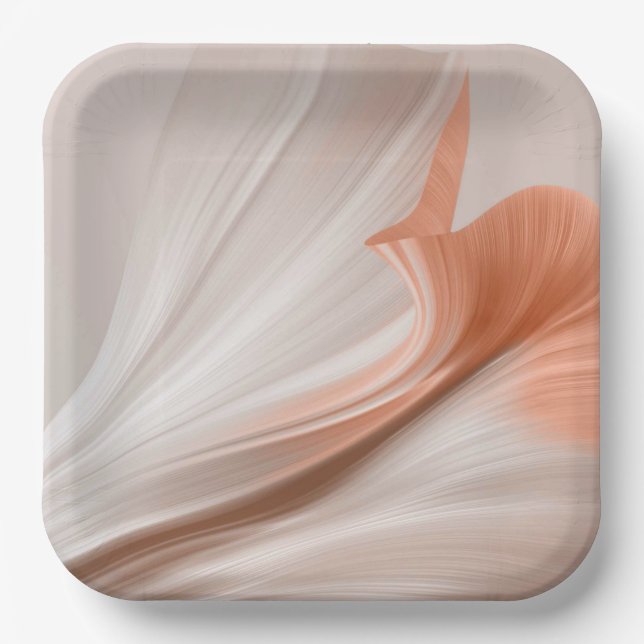 Silky Furl Touch Peach Pappteller (Vorderseite)