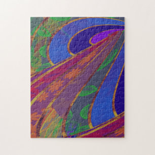 Silky geschwungene Linien, Abstrakt in Regenbogenf Puzzle