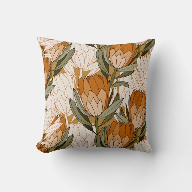 Silky Sage Rusty Orange Lotus Blume Kissen (Vorderseite)