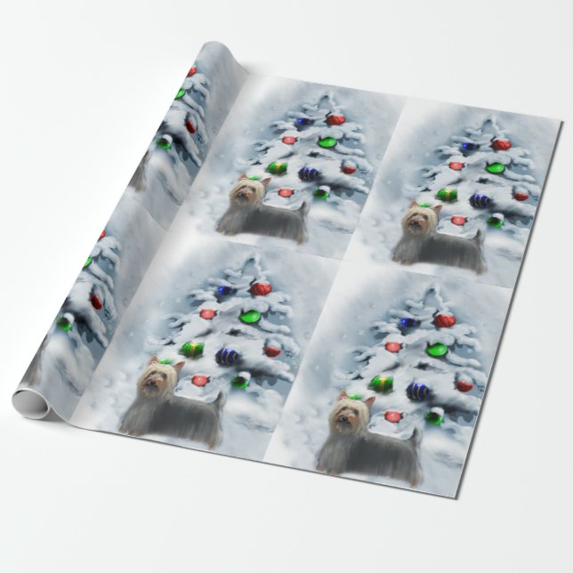 Silky Terrier Christmas Geschenkpapier (Ungerollt)