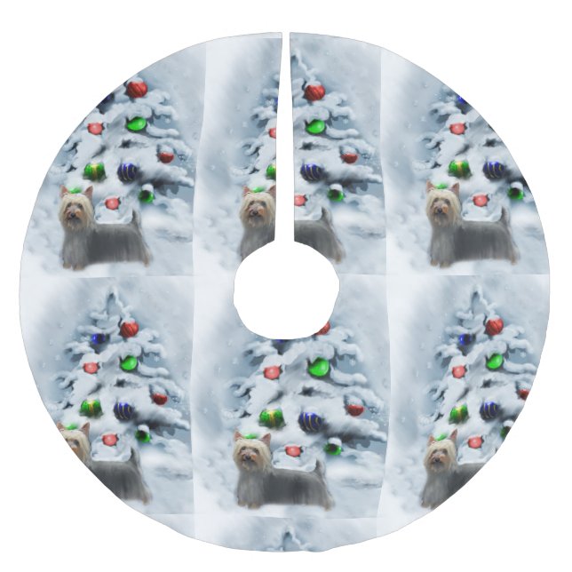 Silky Terrier Christmas Polyester Weihnachtsbaumdecke (Vorderseite)