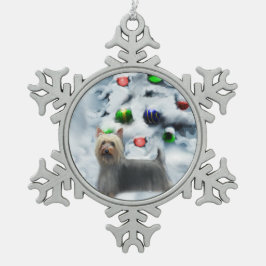 Silky Terrier Christmas Schneeflocken Zinn-Ornament