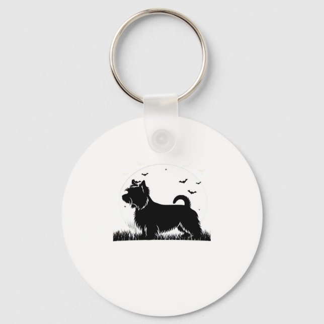 Silky Terrier Dog � Halloween Moon Silhouette Clas Schlüsselanhänger (Vorderseite)