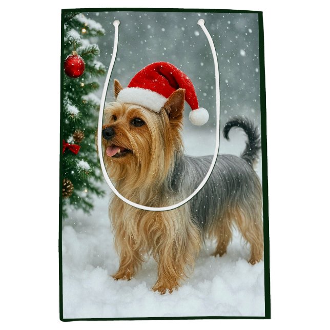 Silky Terrier Holiday Card Mittlere Geschenktüte (Vorderseite)