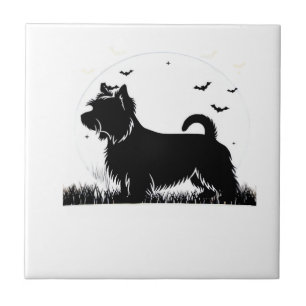 Silky Terrier Hund � Halloween Mond Silhouette Cla Fliese