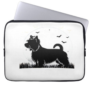 Silky Terrier Hund � Halloween Mond Silhouette Kla Laptopschutzhülle