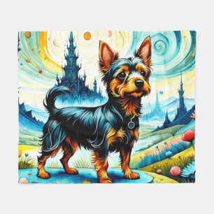 Silky Terrier im Garten des irdischen Friedens 4 Fleecedecke