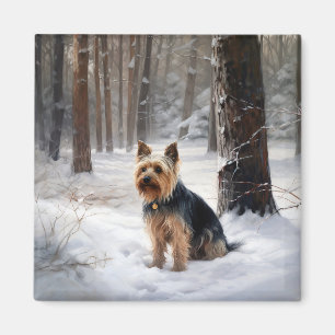 Silky Terrier Lass es schneien Weihnachten Magnet
