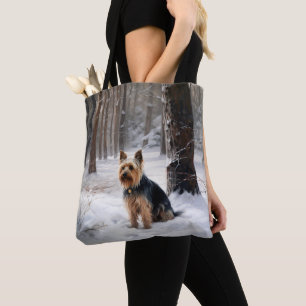 Silky Terrier lässt es Weihnachten schnee