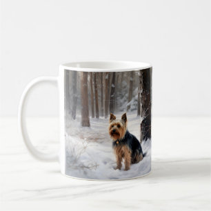 Silky Terrier lässt es Weihnachten schnee Kaffeetasse