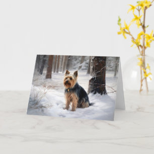Silky Terrier lässt es Weihnachten schnee Karte