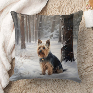 Silky Terrier lässt es Weihnachten schnee Kissen