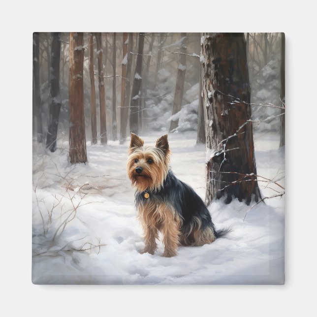 Silky Terrier lässt es Weihnachten schnee Magnet (Vorne)