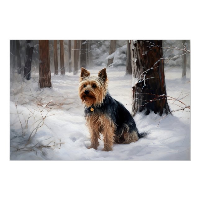 Silky Terrier lässt es Weihnachten schnee Poster (Vorderseite)