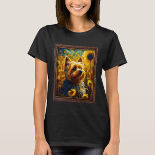 Silky Terrier Malerei Sonnenblumen Blume Mama Frau T-Shirt