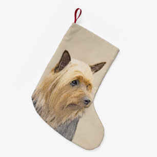 Silky Terrier Painting - Niedliche Original Dog Ar Kleiner Weihnachtsstrumpf