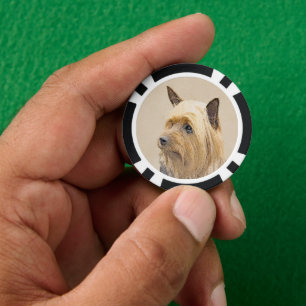 Silky Terrier Painting - Niedliche Original Dog Ar Pokerchips