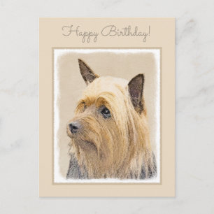 Silky Terrier Painting - Niedliche Original Dog Ar Postkarte