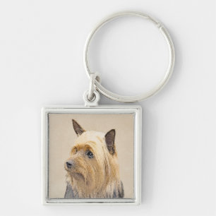 Silky Terrier Painting - Niedliche Original Dog Ar Schlüsselanhänger