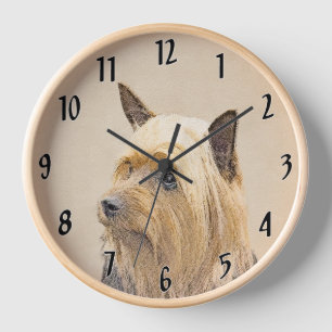 Silky Terrier Painting - Niedliche Original Dog Ar Uhr