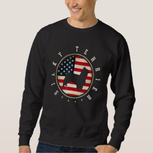 Silky Terrier USA-Flagge 4. Juli Hundemutter Vater Sweatshirt