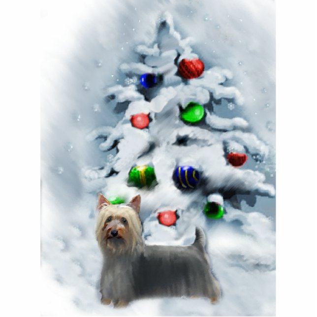 Silky Terrier Weihnachtsschmuck Fotoskulptur Ornament (Vorne)