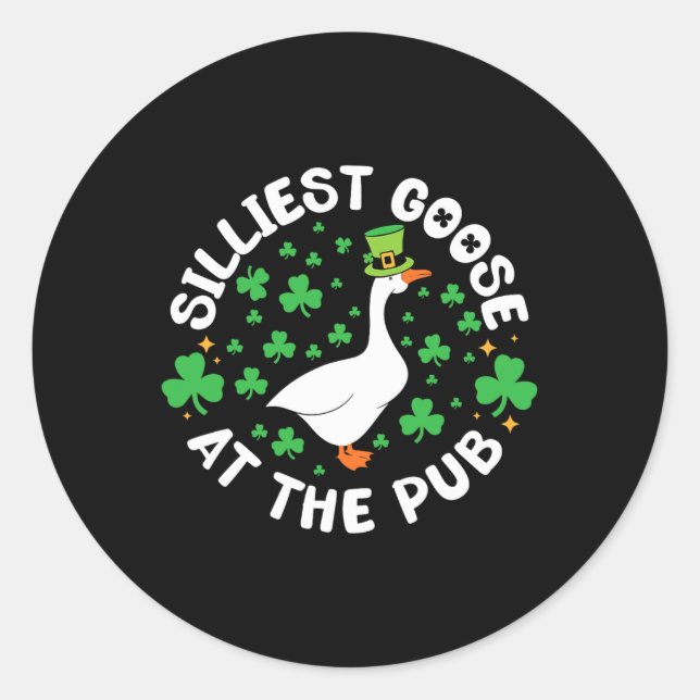 Silliest Goose At The Pub Funny Shamrock St Patric Runder Aufkleber (Vorderseite)