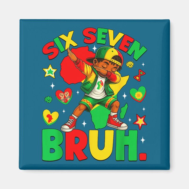 Silly African Black Dabbing Bruh Seven History Ame Magnet (Vorne)