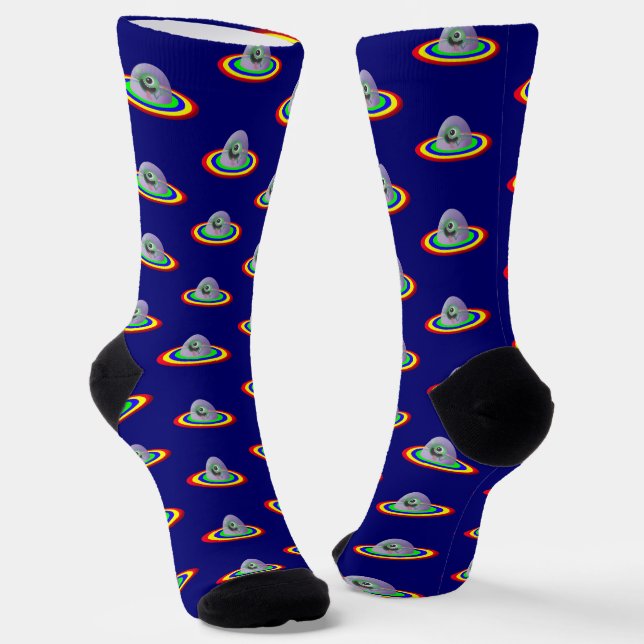 Silly Alien and Spaceship Socken (Gewinkelt)