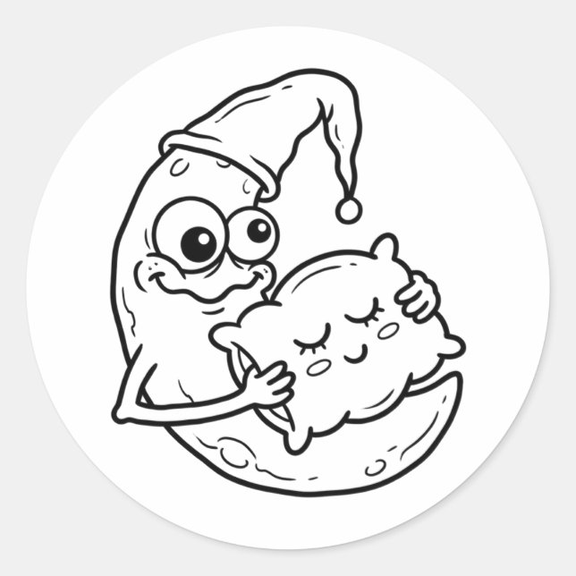 Silly Cartoon Moon With Pillow Sticker (Vorderseite)