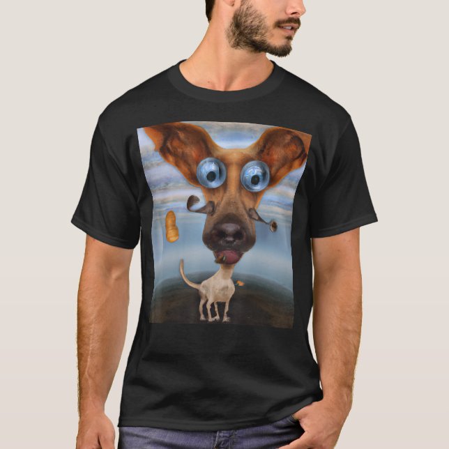 Silly dog cute puppy artwork pup doggy portrait hu T-Shirt (Vorderseite)
