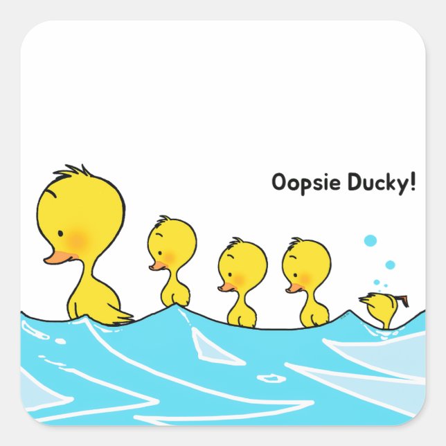 Silly Duckling Makes a Splash Quadratischer Aufkleber (Vorderseite)