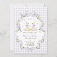 Silly Geese Zwillinge Lila Schleife Gingham Geburt