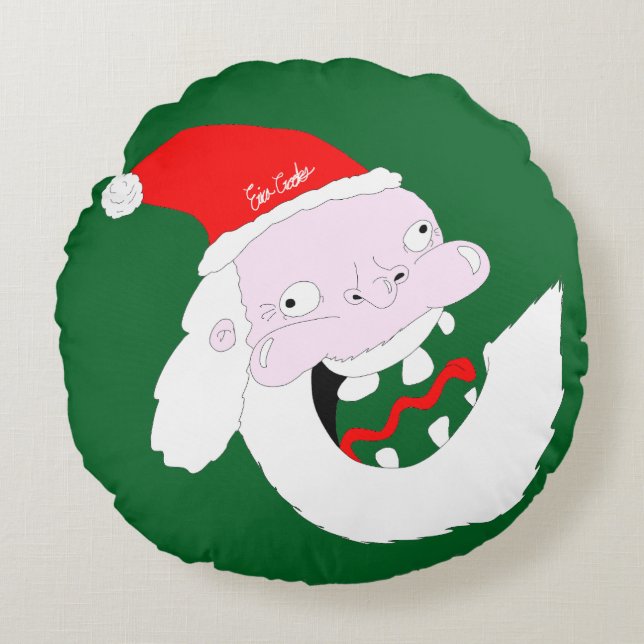 Silly goofy Santa Claus cartoon face  Rundes Kissen (Vorderseite)