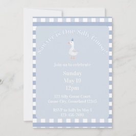Silly Goose 1st Birthday Invitation (Dusty Blue) Einladung