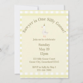 Silly Goose 1st Birthday Invitation (Pale Yellow) Einladung