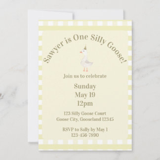 Silly Goose 1st Birthday Invitation (Pale Yellow) Einladung