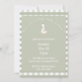 Silly Goose 1st Birthday Invitation (Sage Green) Einladung