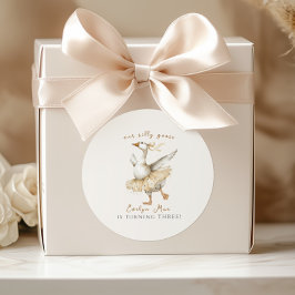 Silly Goose 3rd Birthday Watercolor Runder Aufkleber