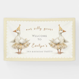 Silly Goose 3rd Birthday Yellow Watercolor Welcome Banner