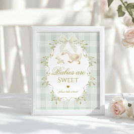 Silly Goose Babies are sweet Sage Green Gingham Poster