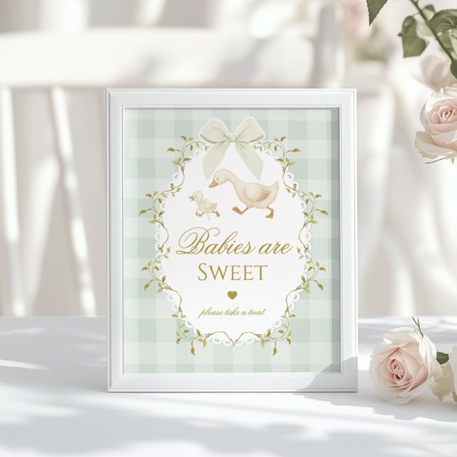 Silly Goose Babies sind süß Sage Grün Gingham Poster (Von Creator hochgeladen)