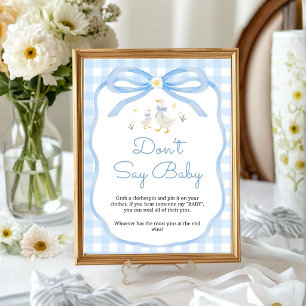 Silly Goose Baby Shower Don't Say Baby Tischschi Poster