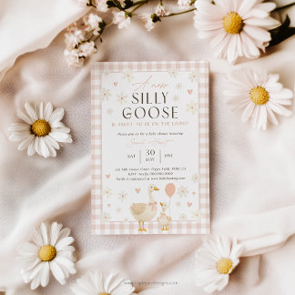 Silly Goose Baby Shower Invites Girl. Pink Gingham Einladung