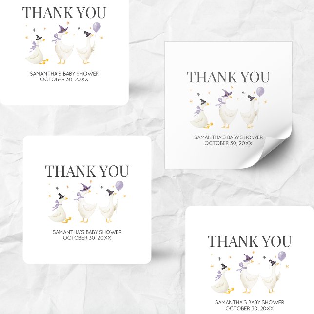 Silly Goose Baby Shower Quadratischer Aufkleber (Halloween Little Silly Goose Baby Shower Sticker)