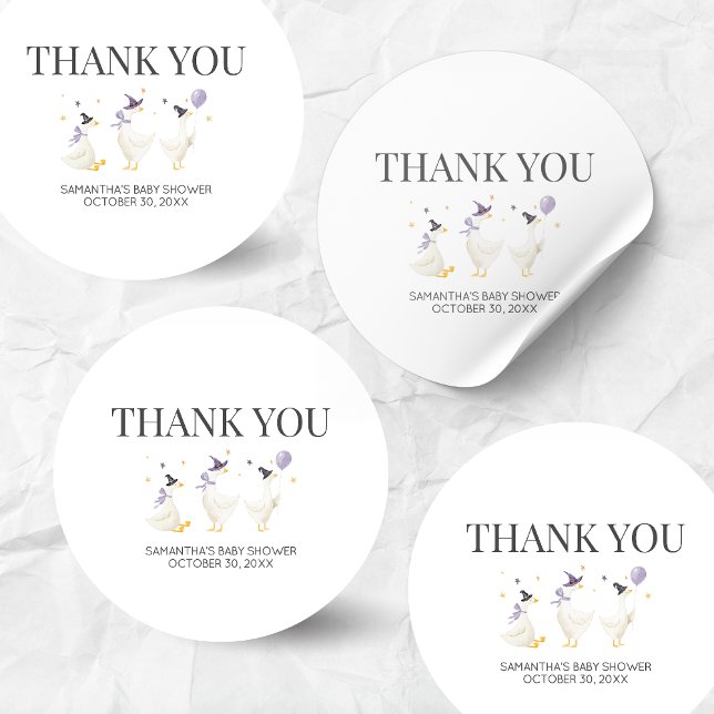 Silly Goose Baby Shower Runder Aufkleber (Halloween Little Silly Goose Baby Shower Sticker)