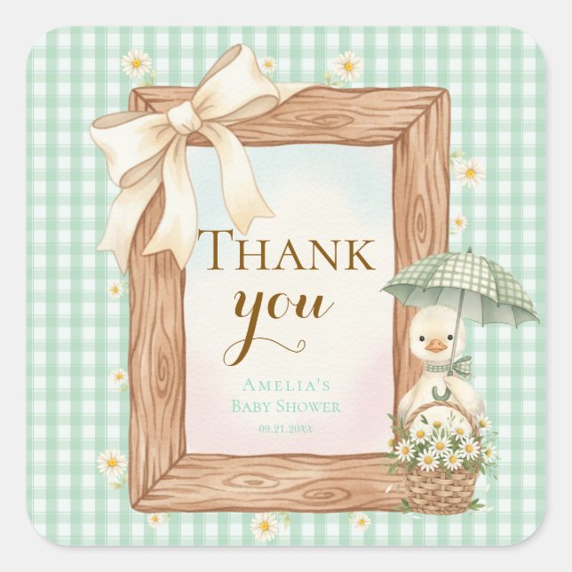 Silly Goose Baby Shower Thank You Sticker (Vorderseite)
